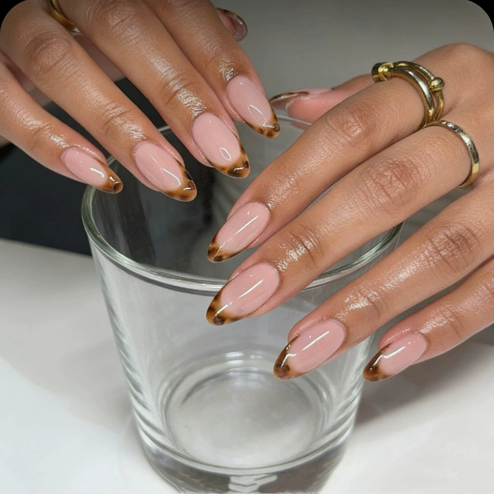 White Leopard French Almond Press-On Nails