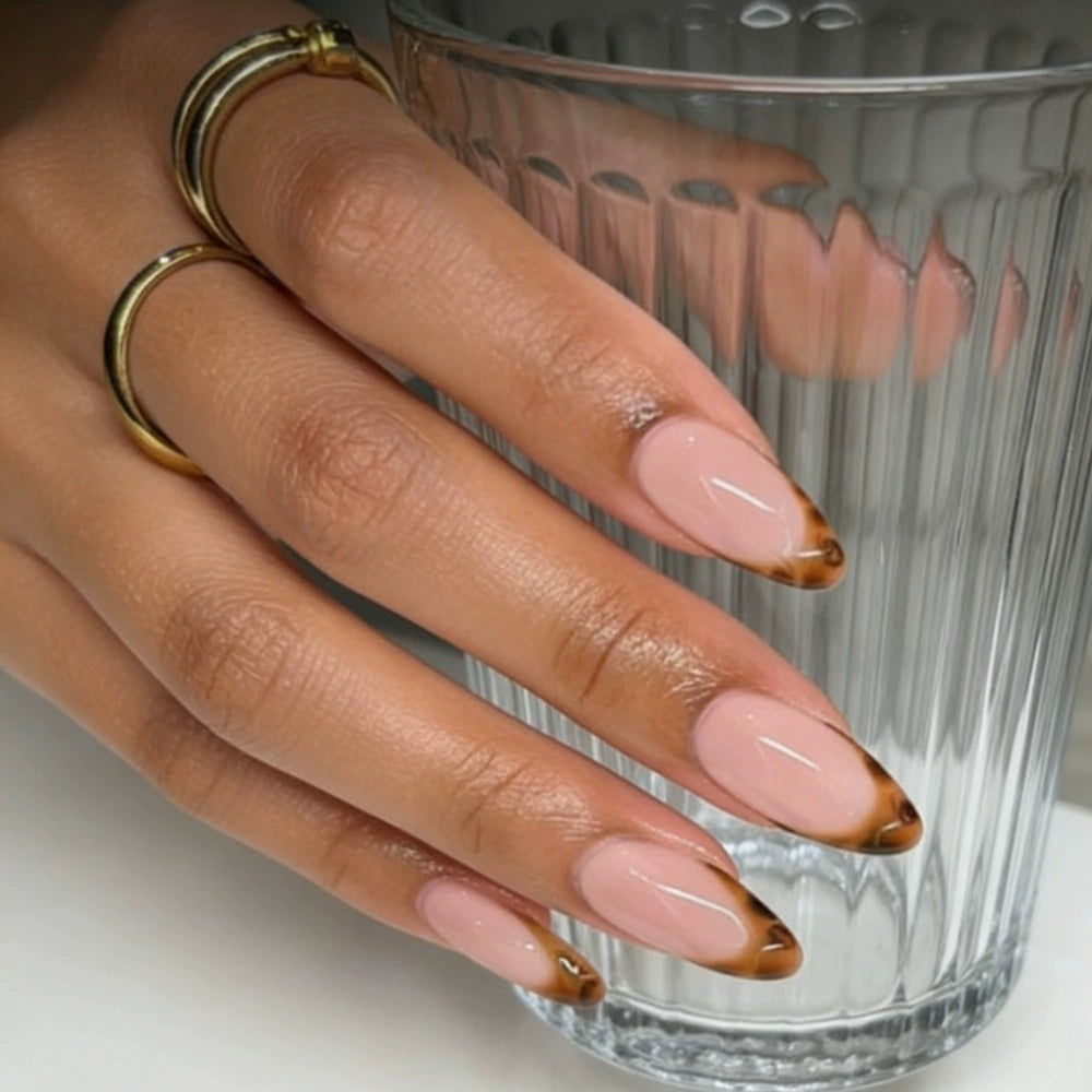 White Leopard French Almond Press-On Nails