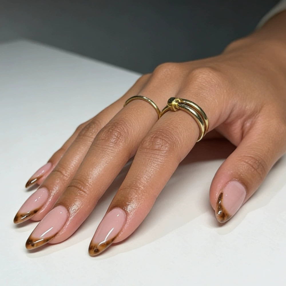 White Leopard French Almond Press-On Nails