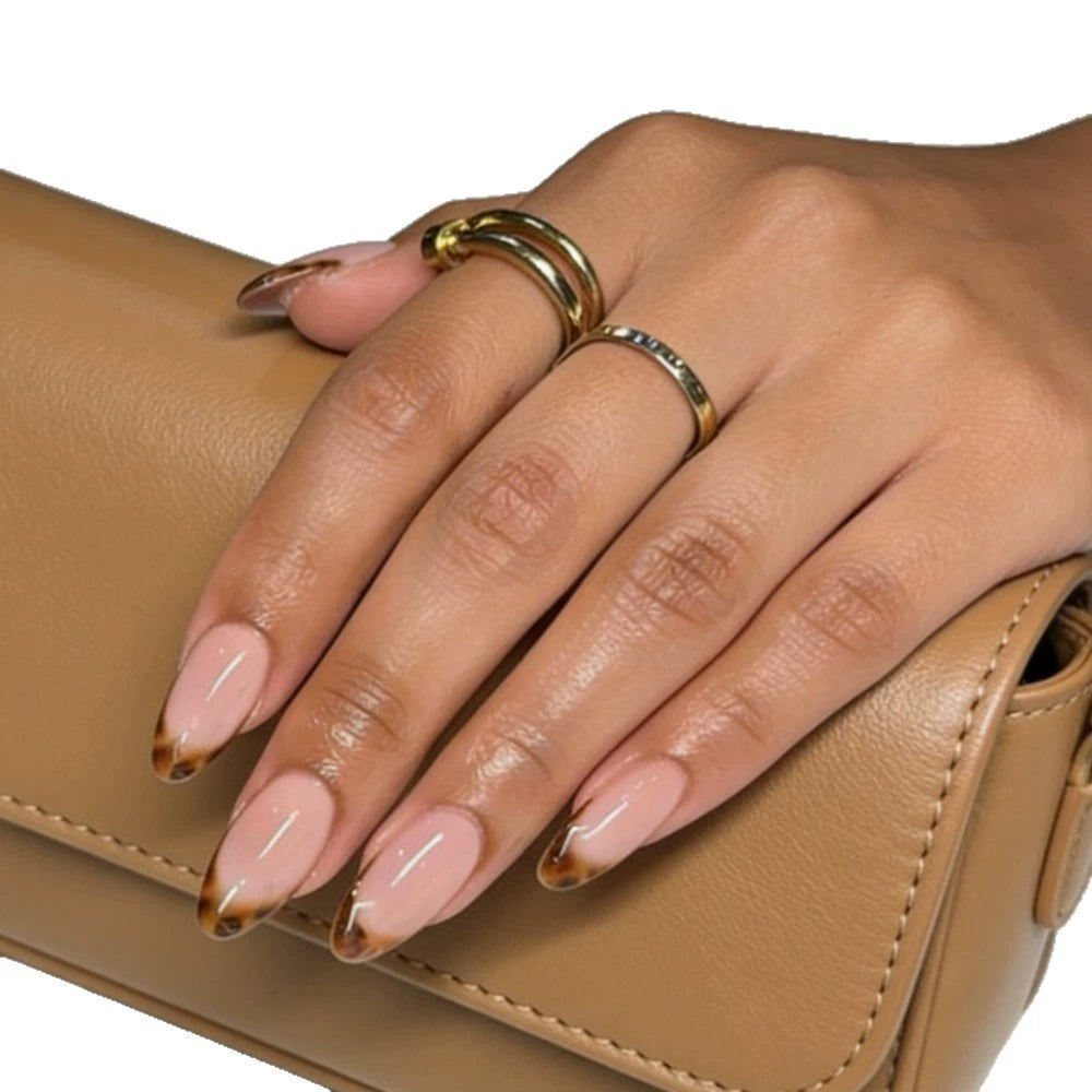 White Leopard French Almond Press-On Nails