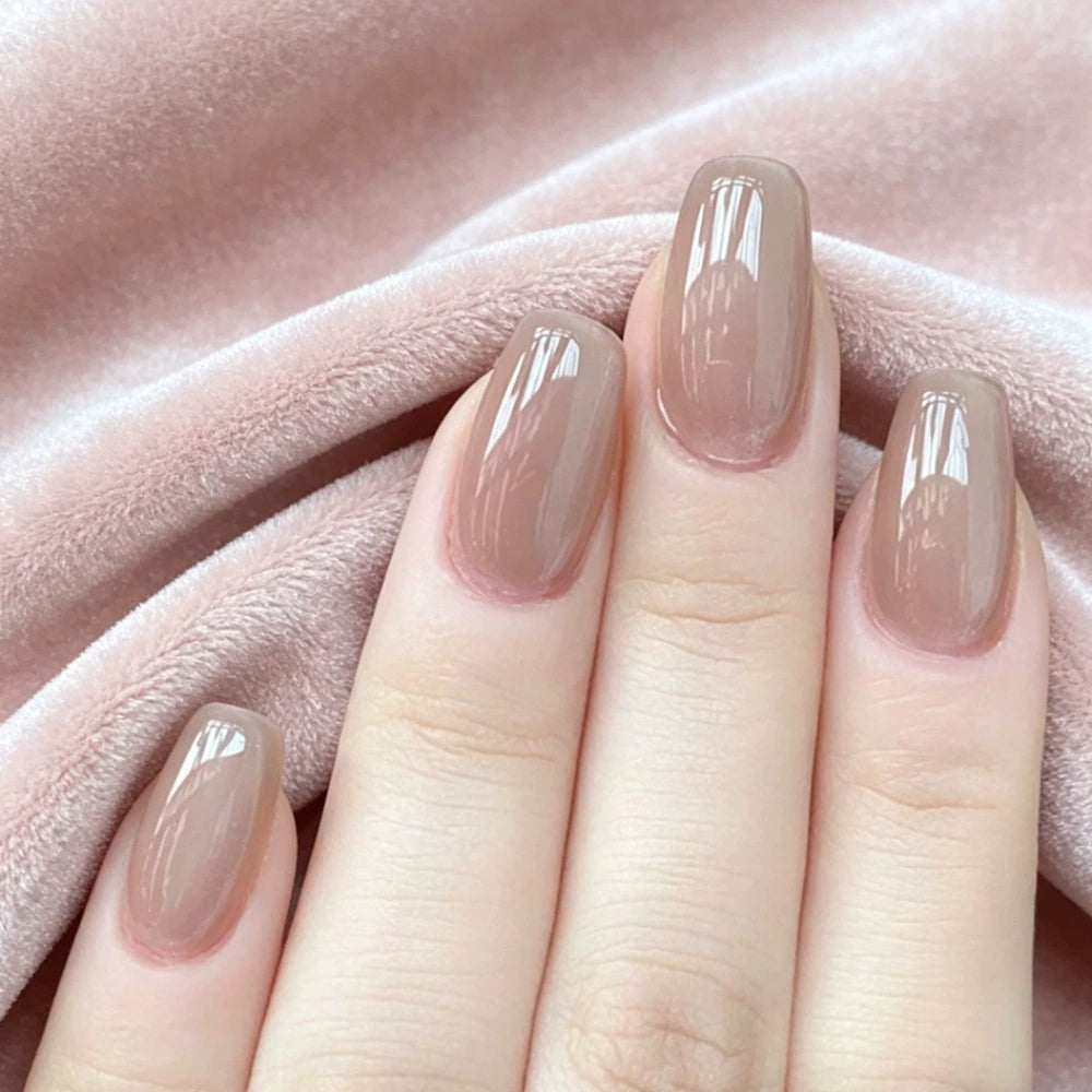 White Jelly Cat Eye Short Square Press-On Nails