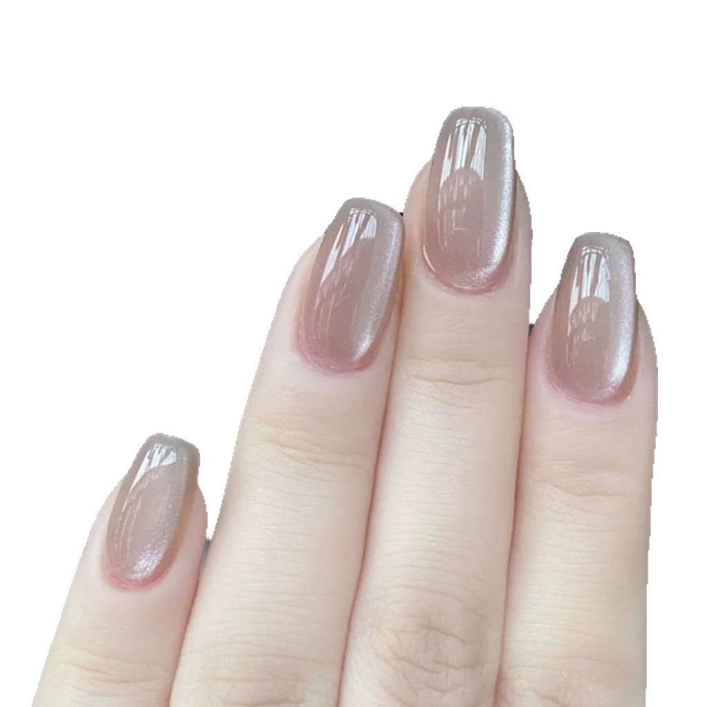 White Jelly Cat Eye Short Square Press-On Nails