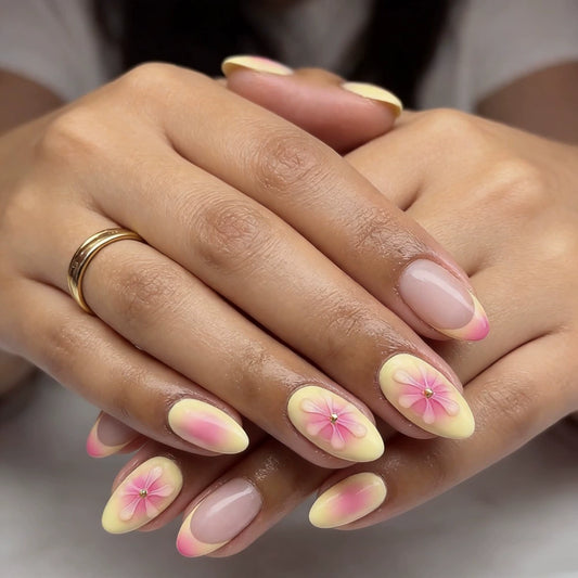 White 3D Floral Press-On Nails