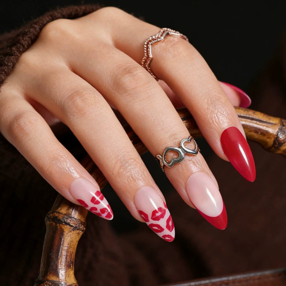 Red French Press-On Nails