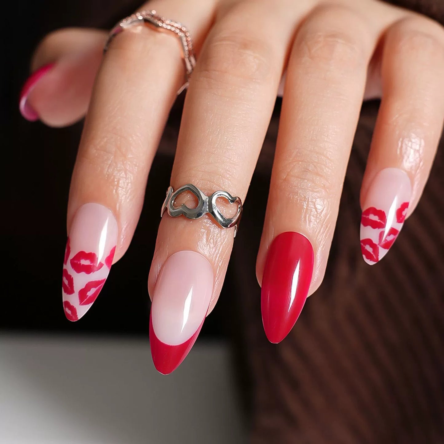 Red French Press-On Nails