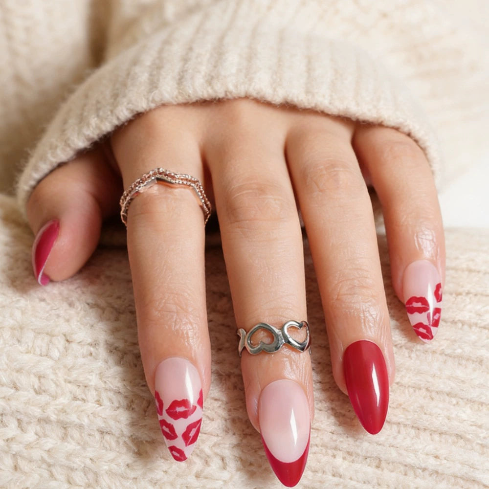 Red French Press-On Nails