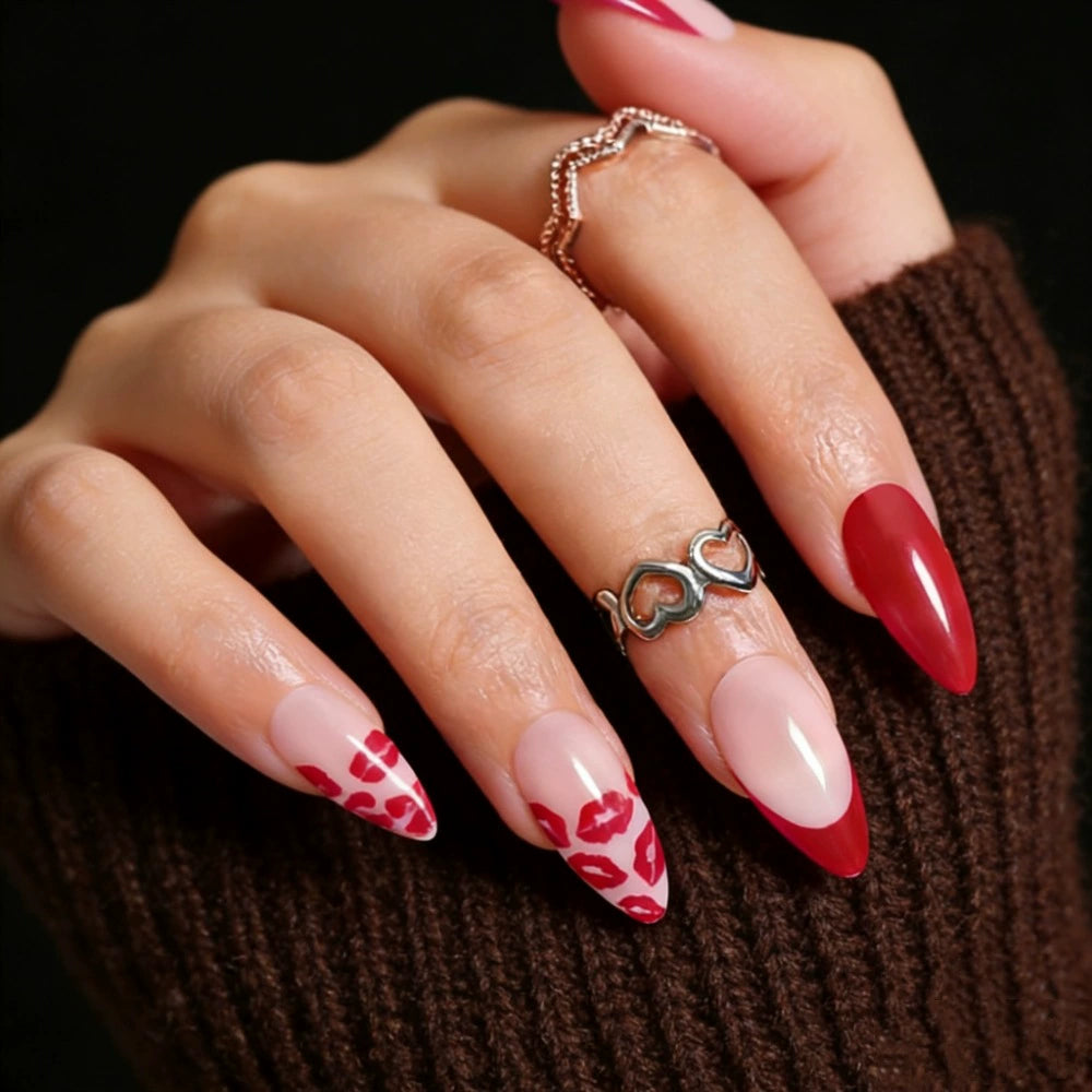 Red French Press-On Nails
