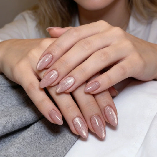 Pink Cat Eye Almond Press-On Nails
