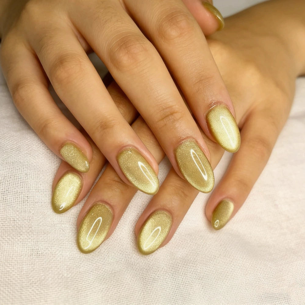 White Cat Eye Press-On Nails