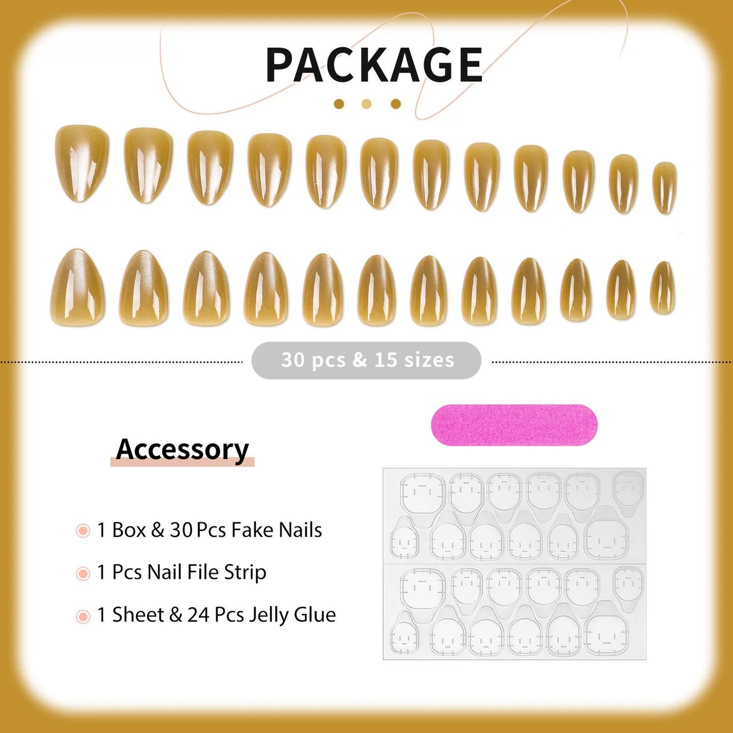 White Cat Eye Press-On Nails