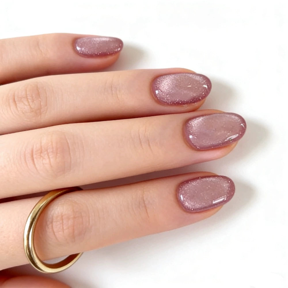 White Cat Eye Short Square Press-On Nails