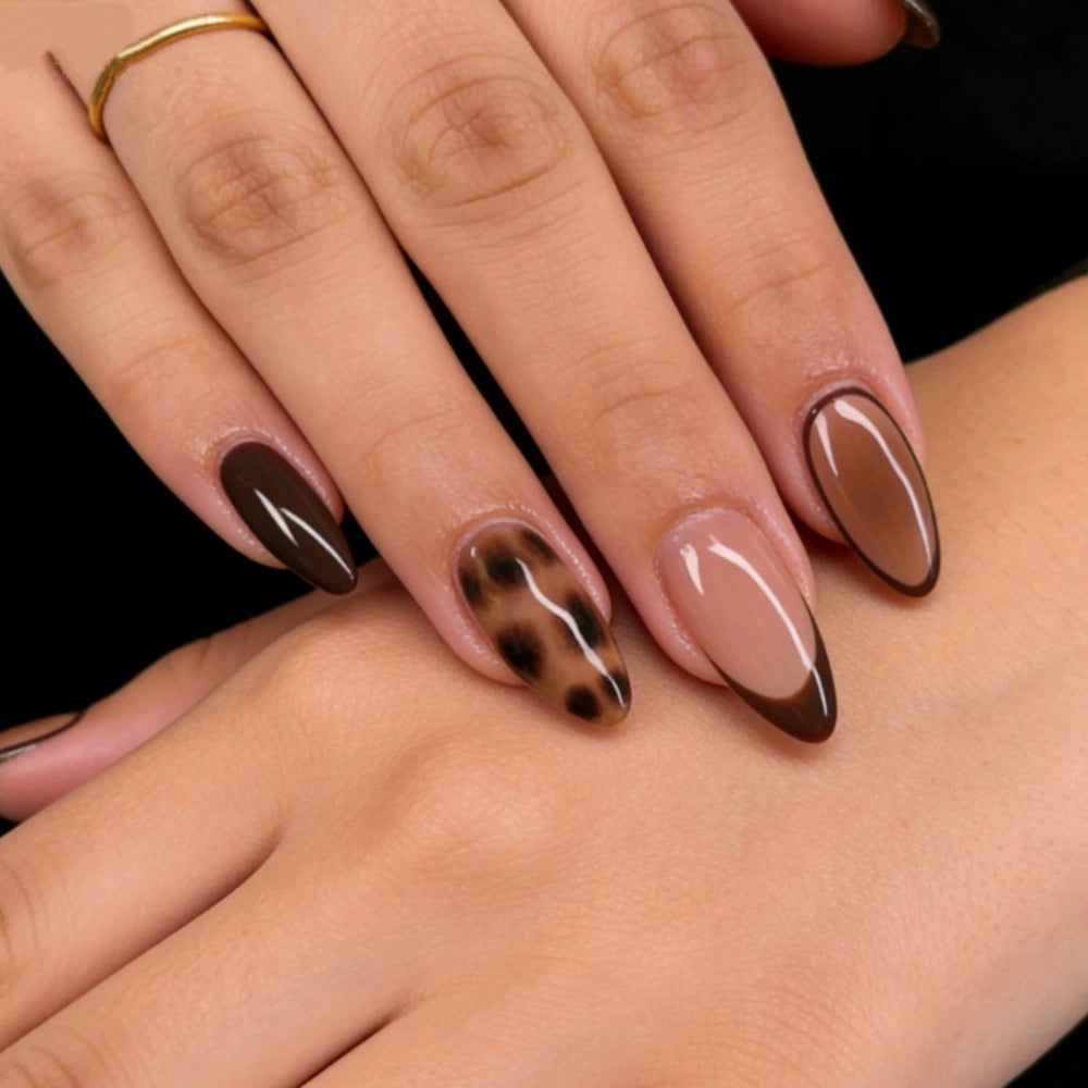 White Leopard Gradient Press-On Nails