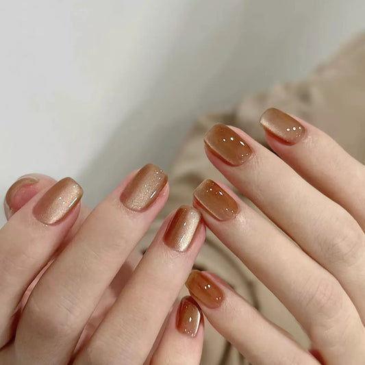 White Cat Eye Press-On Nails