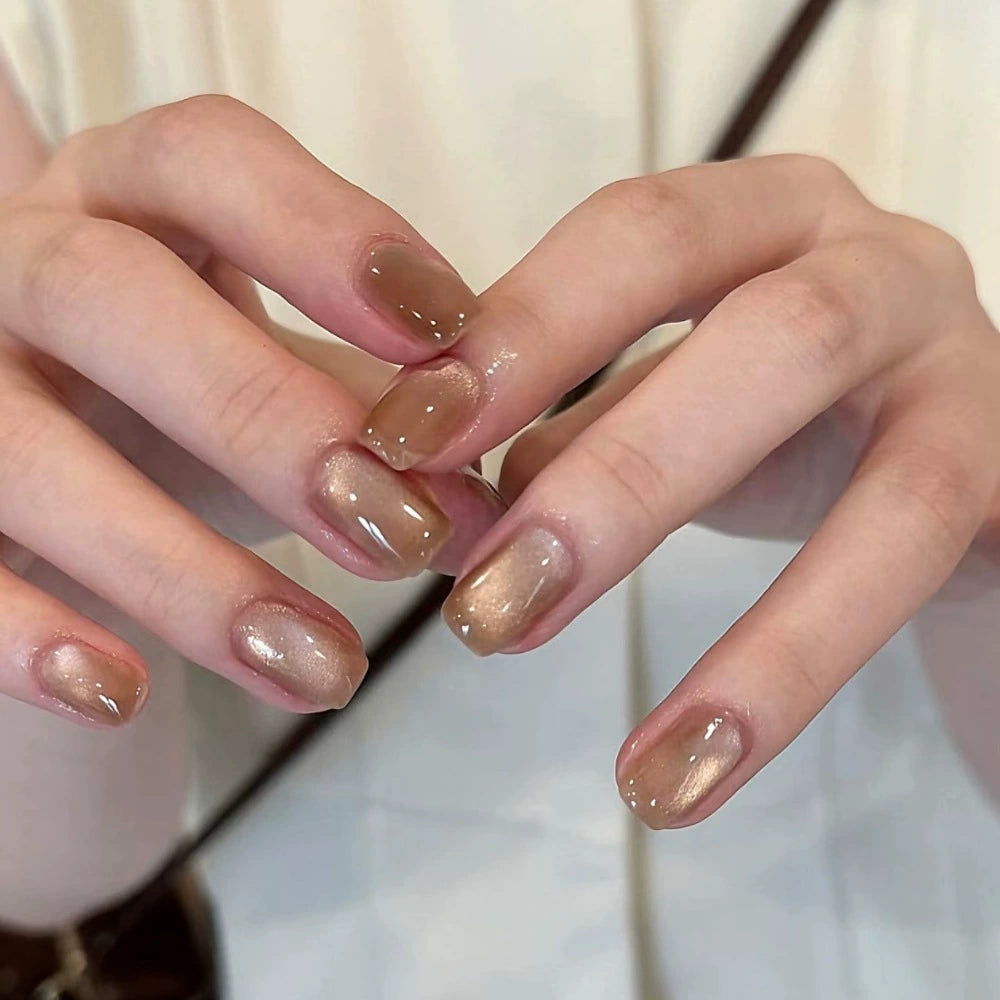 White Cat Eye Press-On Nails