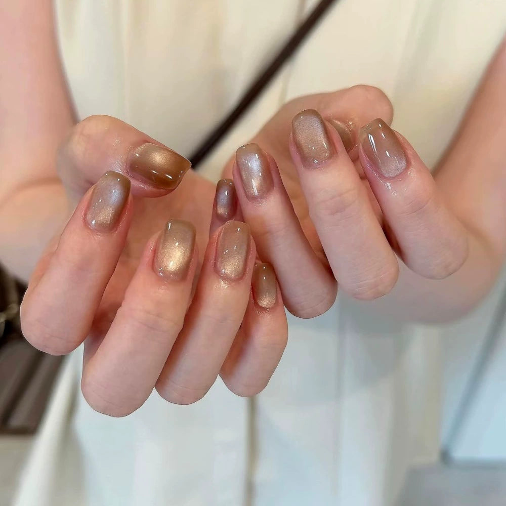 White Cat Eye Press-On Nails