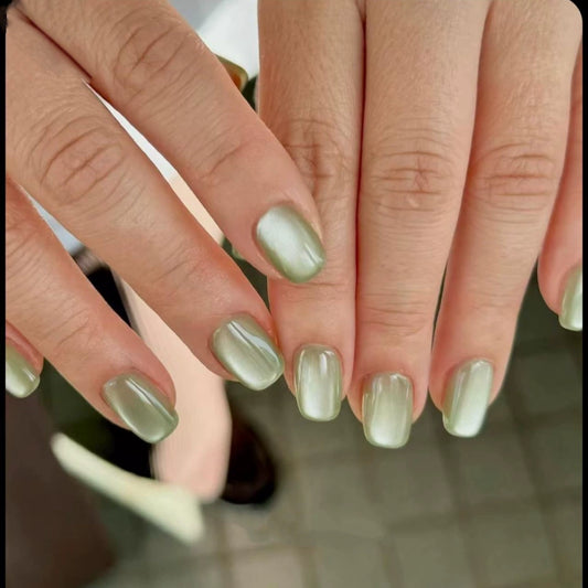 Green Cat Eye Press-On Nails