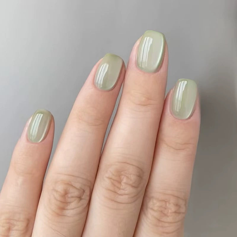Green Cat Eye Press-On Nails