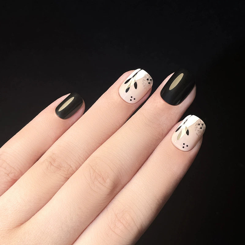 White Floral Short Square Press-On Nails