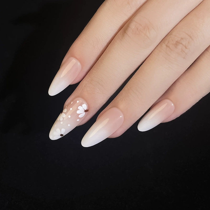 White Floral Ombre Press-On Nails
