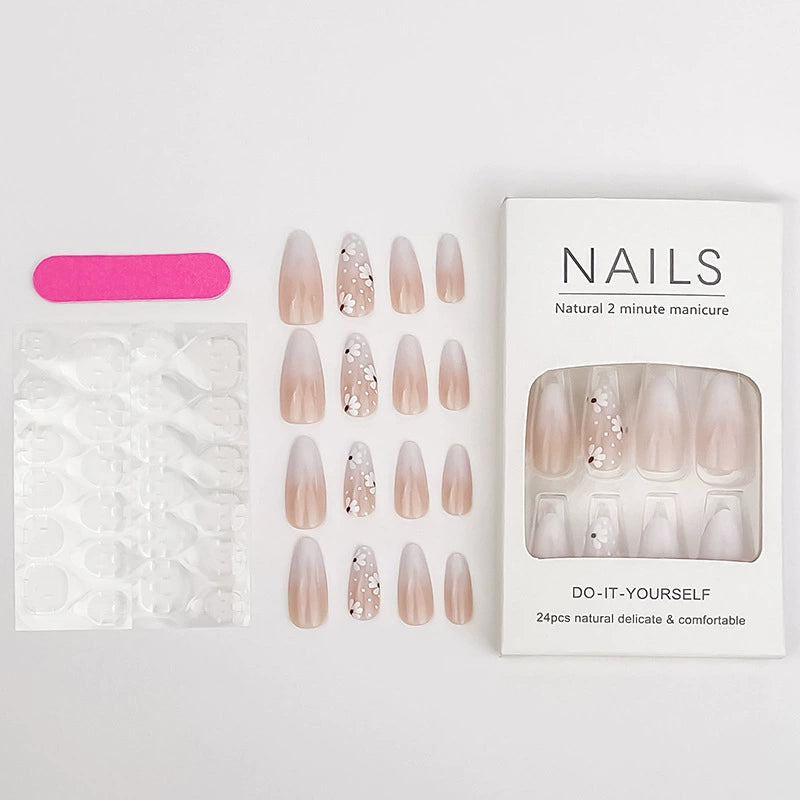 White Floral Ombre Press-On Nails