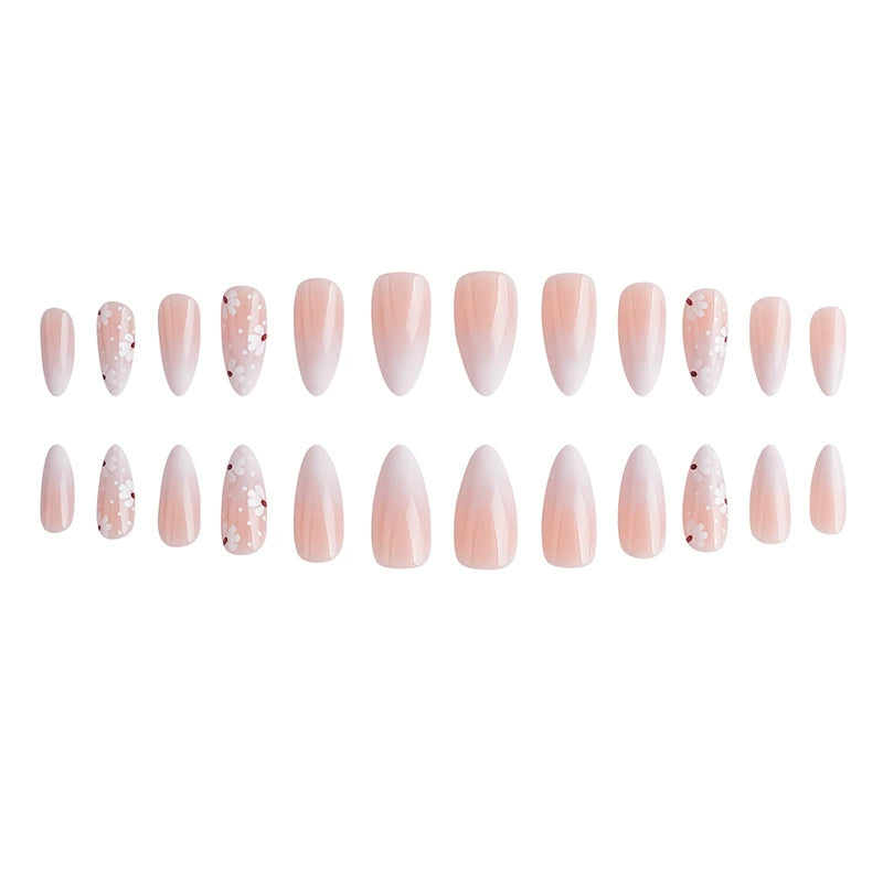 White Floral Ombre Press-On Nails
