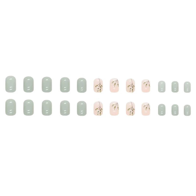 Green Gradient Short Square Press-On Nails
