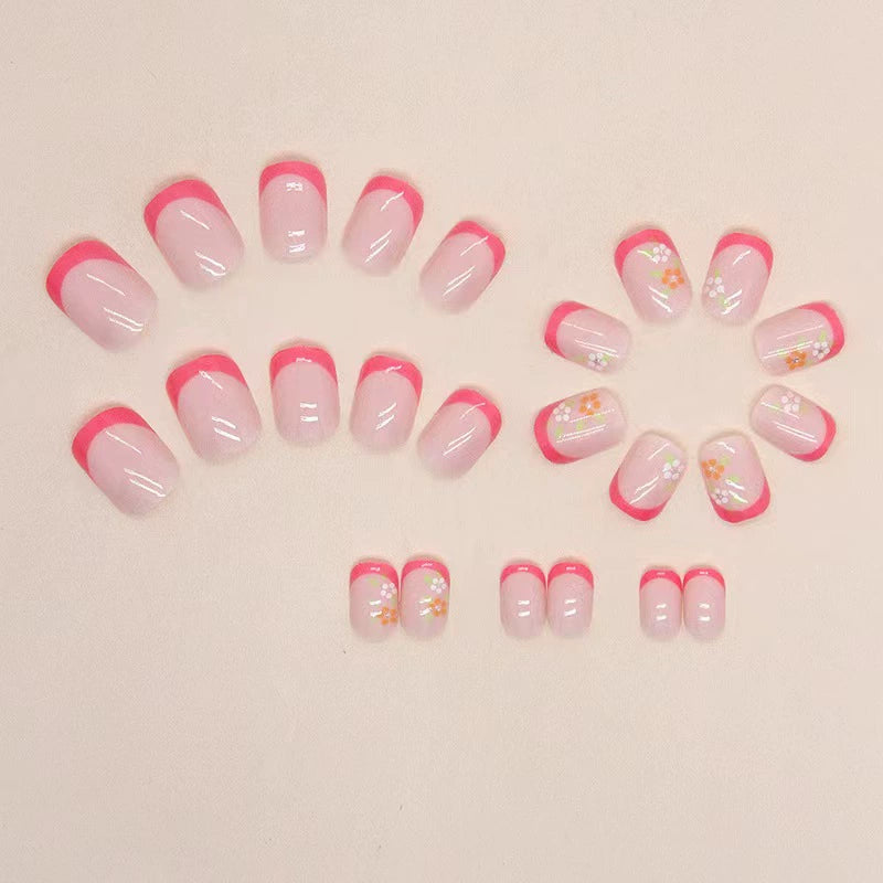 Pink French Floral Press-On Nails