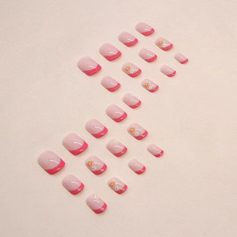 Pink French Floral Press-On Nails