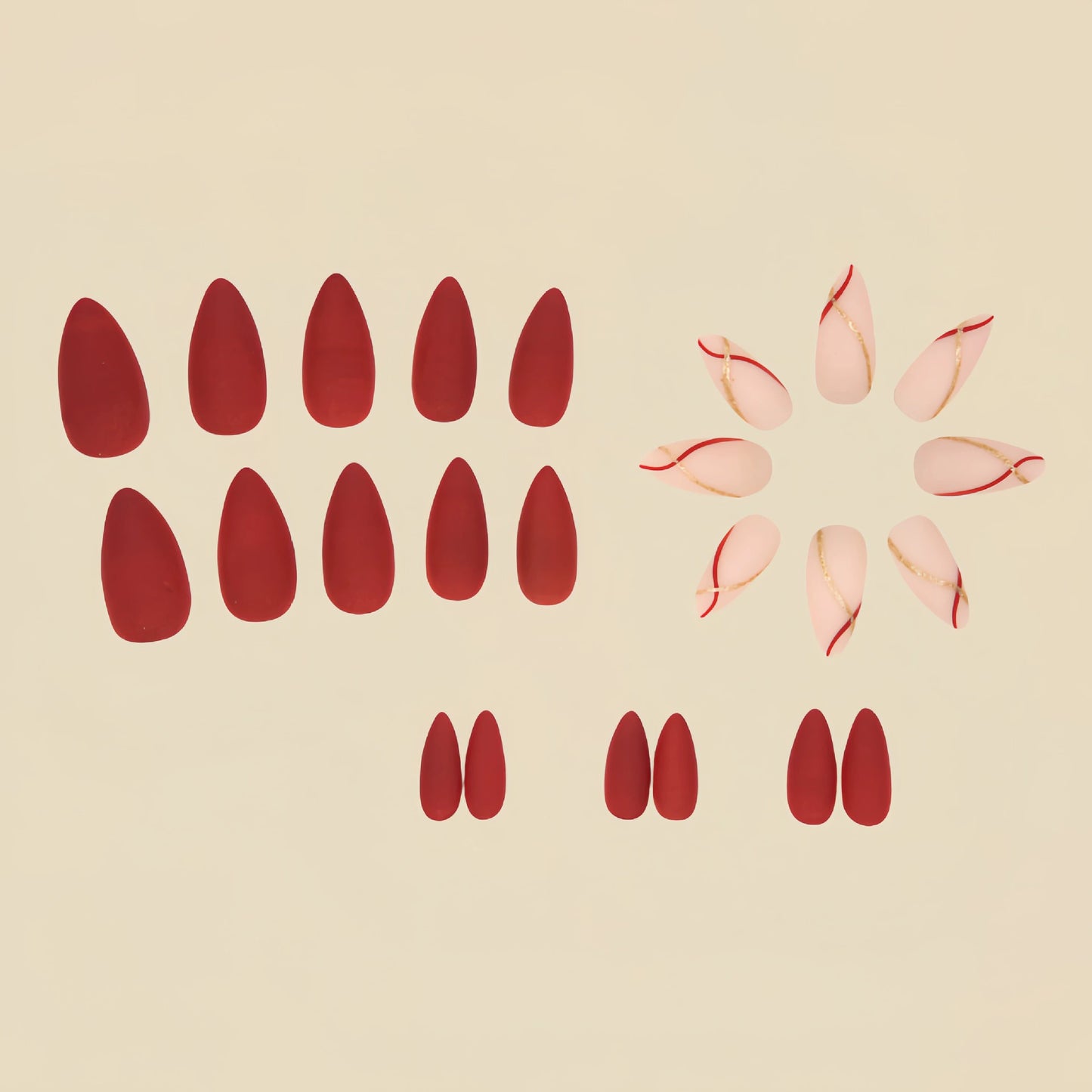 Red Almond Press-On Nails