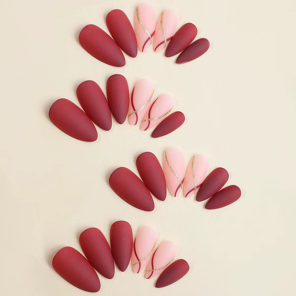 Red Almond Press-On Nails