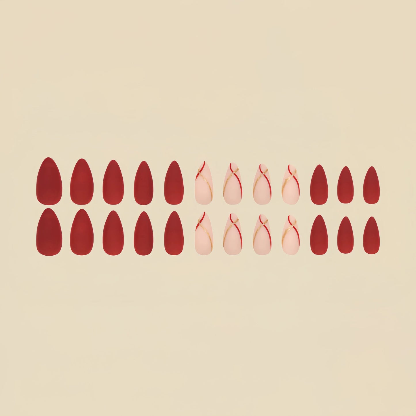 Red Almond Press-On Nails