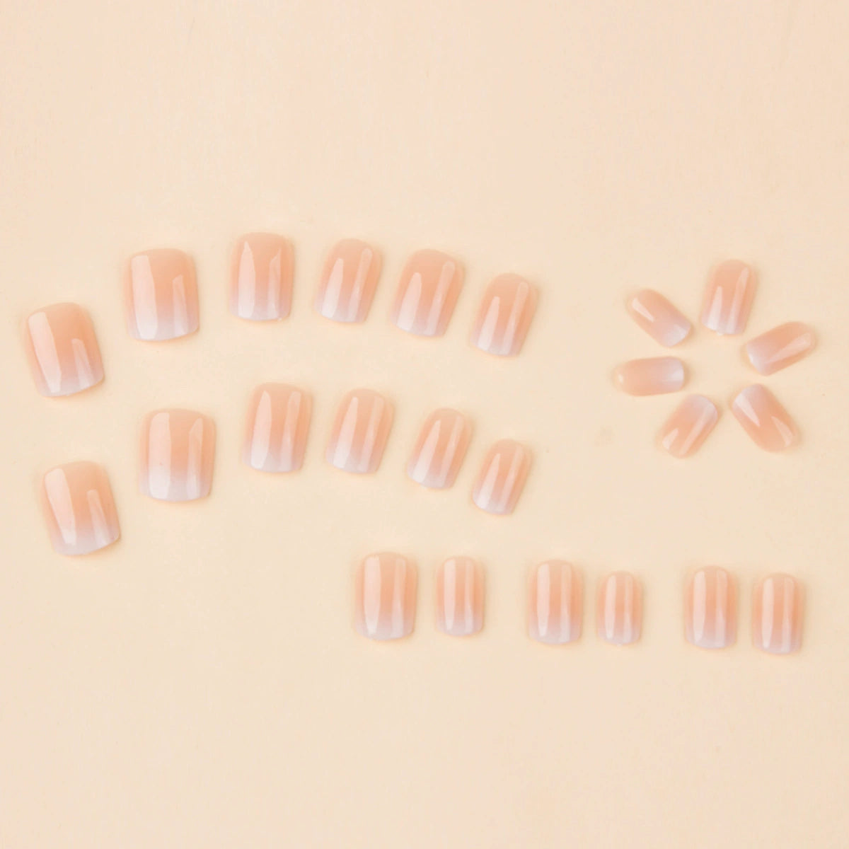 White Floral Gradient Press-On Nails