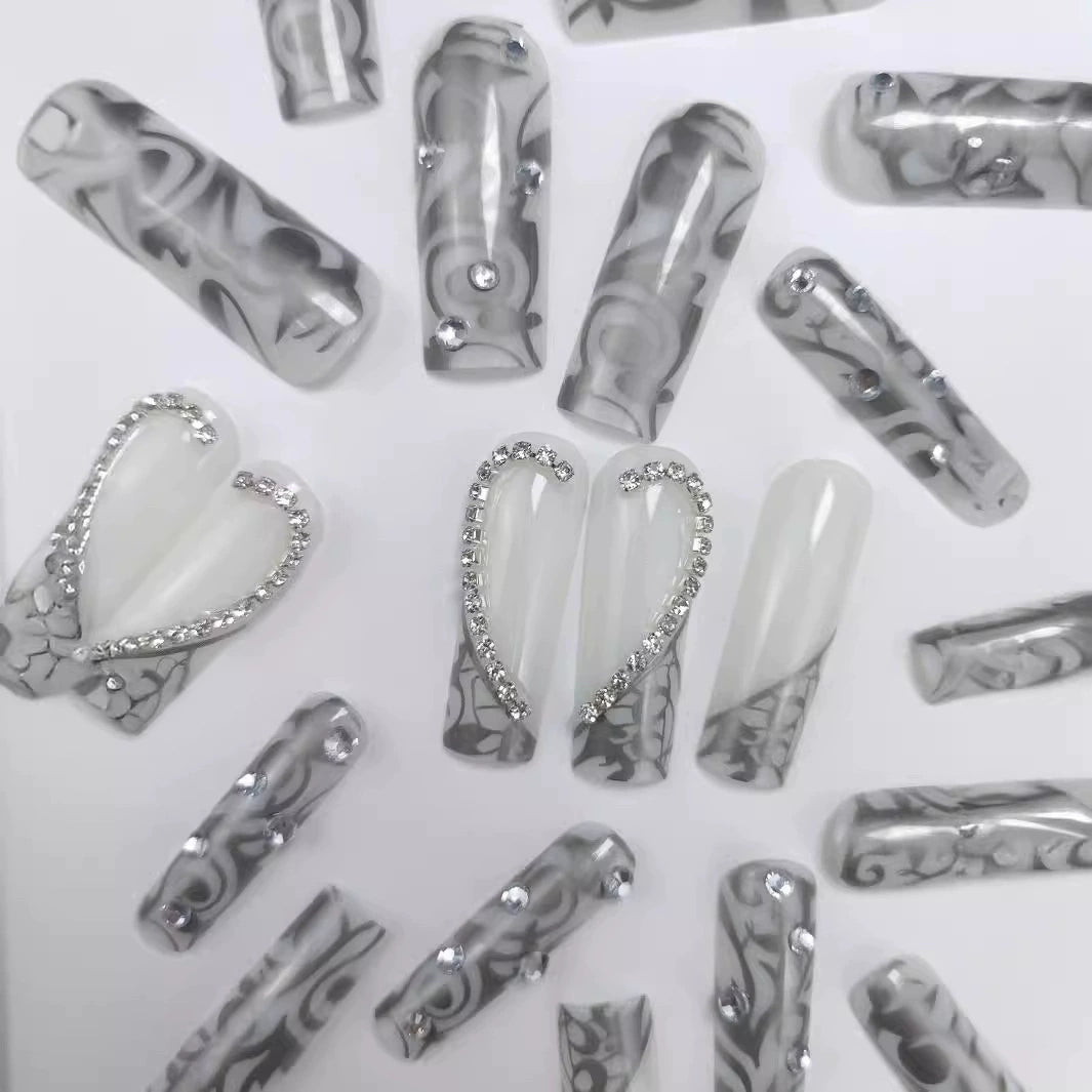 3D Rhinestone Press-On Nails