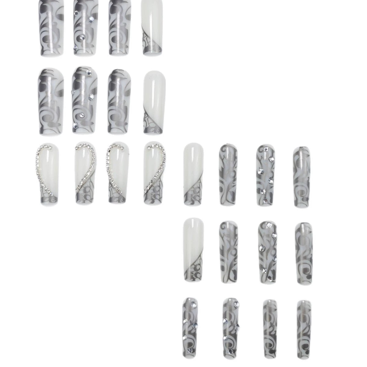 3D Rhinestone Press-On Nails