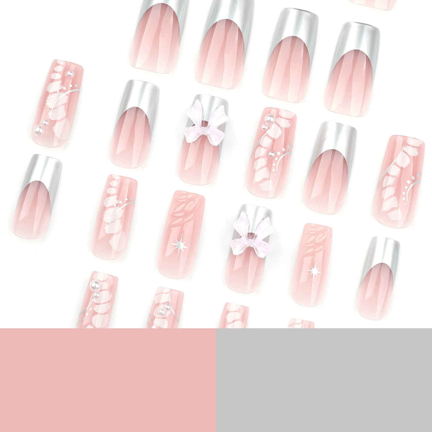 Pink French Bow 3D Press-On Nails