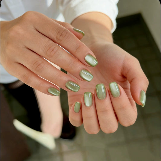 White Cat Eye Press-On Nails