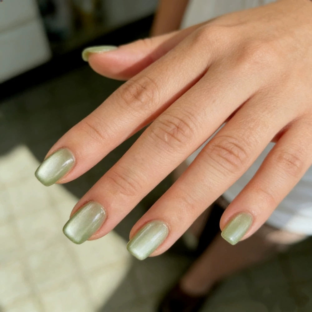 White Cat Eye Press-On Nails