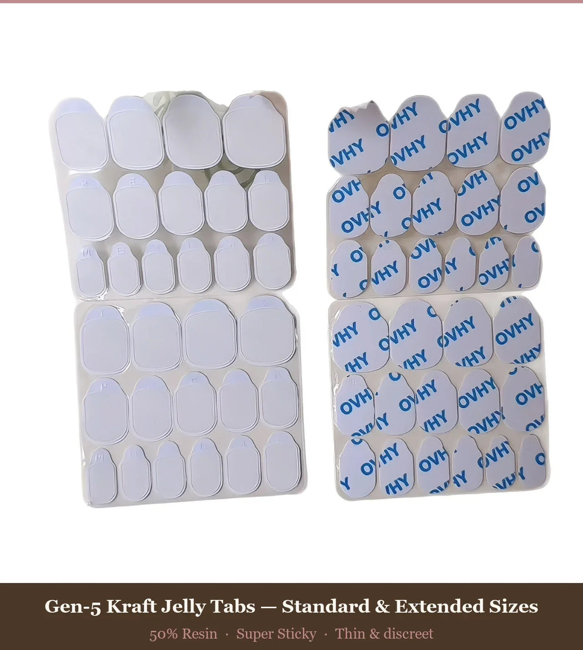 Extra-Sticky Kraft Paper Jelly Tabs for, 10 Sheets press-on nails in almond — worn on both hands, full look