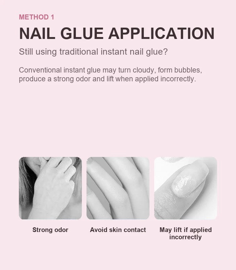 Quick-Dry Nail Glue for, 7g × 2 Bottles press-on nails in almond — worn on both hands, full look